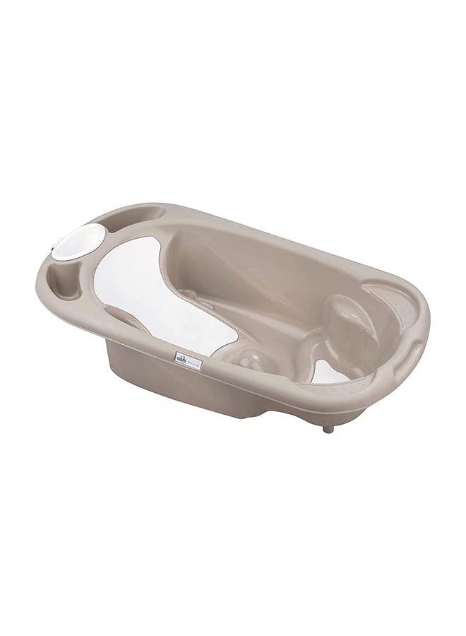 Baby Bagno Bath Tub - Brown , Bathtime For Baby, Soap And Sponge Trays, Shower Accessory, Support Feet, Plug To Drain The Water, From 0 To 12 Months, Made In Italy