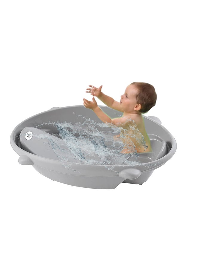 Bollicina Baby Bath Tub - Gray, 1 Pc - From 0 To 12 Months, Support Feet And Plug To Drain The Water, Newborn Bath Tub For Baby, Portable Baby Bathtub