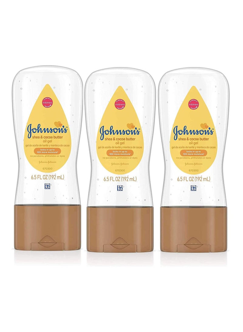 Pack of 3 Johnsons Baby Oil Gel With Shea Cocoa Butter For Baby Massage 192ml