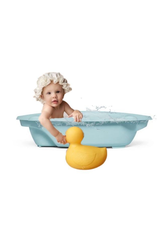 Portable Bollicina Baby Bath Tub From 0-12 Months, Support Feet And Plug To Drain Water, For Newborn - Blue