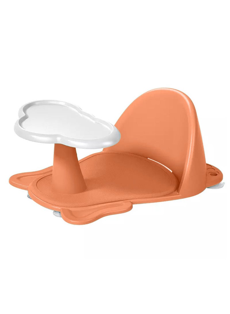 Elephant Steering Baby Bath Seat With Backrest Support And Mat, Newborn - Orange