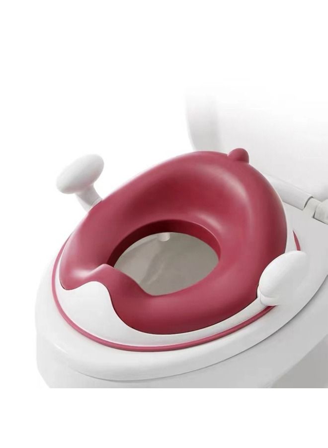 Baby Toilet Seat - Soft and Comfortable Toddler Potty Seat with Handles, Easy to Use, Non-Slip Design for Safe Potty Training, Red