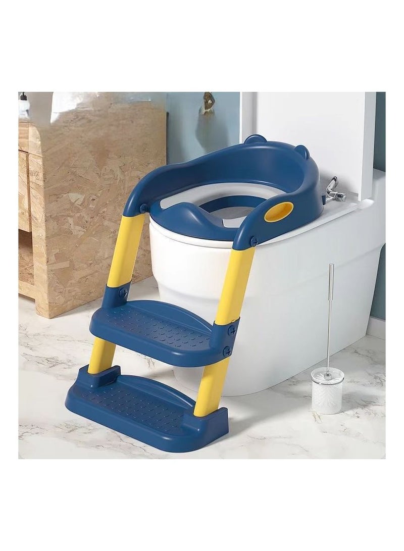 Potty Training Seat with Step Stool Ladder, Potty toddler toilet seat, for Kids Boys Girls Toddlers(Dark Blue)