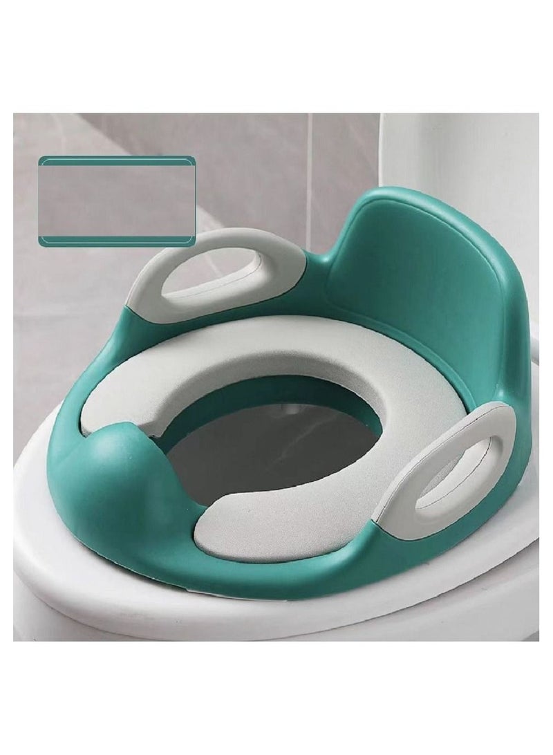 Babyclub Potty Training Toilet Seat for Kids Toddlers Boys Girls Toilet Trainer Ring with Handle with Backrest Green