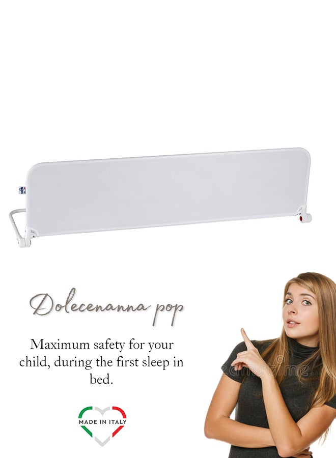 Portable Dolcenanna Baby Barricade, Toddler Bed Railing, Barrier, Crib Fence, Rail Guard, With Safety Side Assist For Children - Bianco