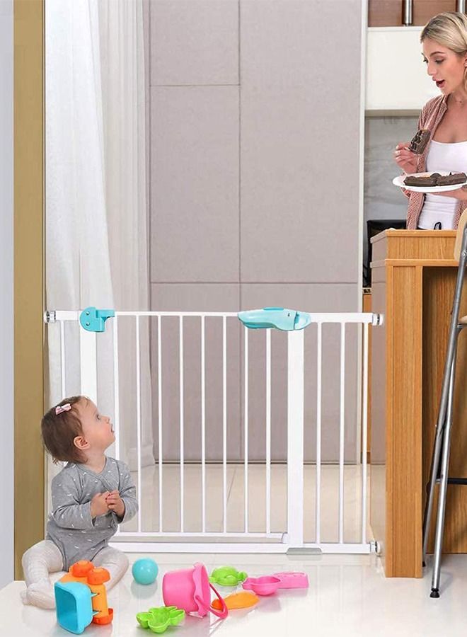 Auto Close Baby Safety Gate Size 75 - 85+10Cm Extra Tall Wide Baby Child Gate Easy Walk Thru Pet Dog Gate For House Doorway Staircases Indoor Auto Close Safety Baby Gate 75-85+10 Cm Green