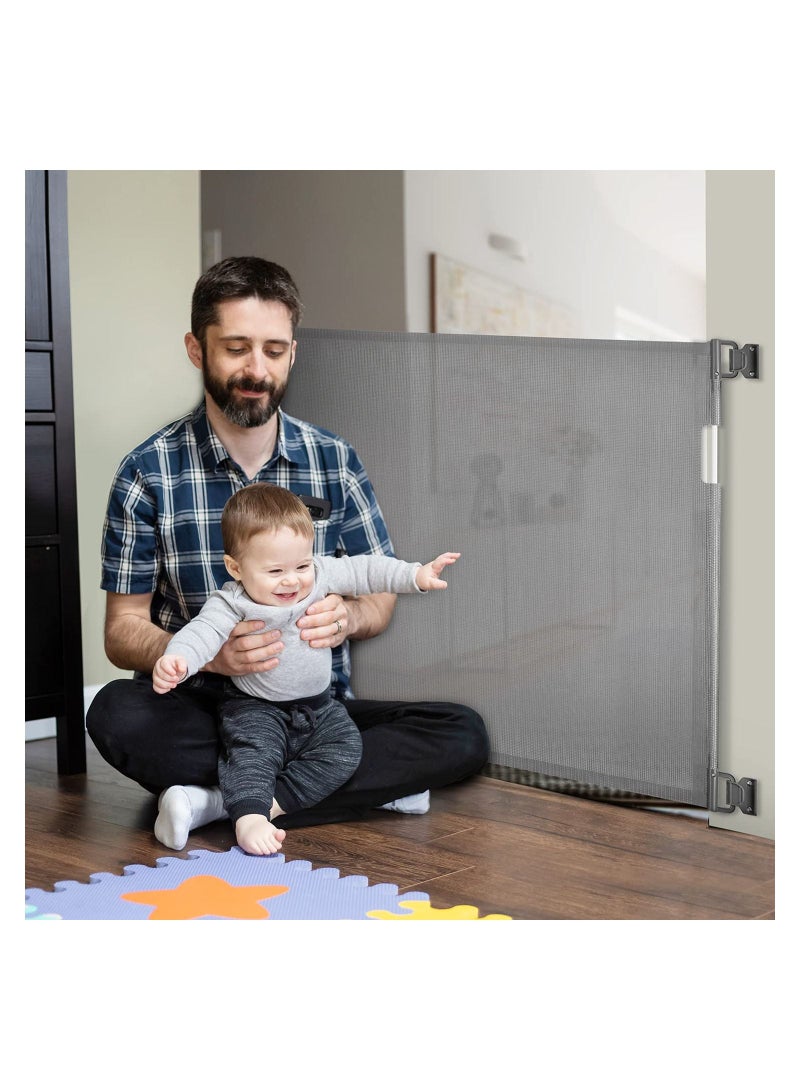 Baby Retractable Mesh Gate Suitable For 6 To 36 Months - Grey