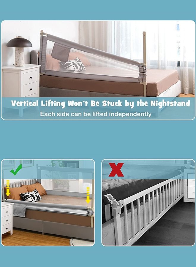 Bed Rail Guard Barrier For Baby Portable Safety Foldable Adjustable Height Falling Protector Fence Bedrail Single Side For Toddler 180 X 63Cm Pink