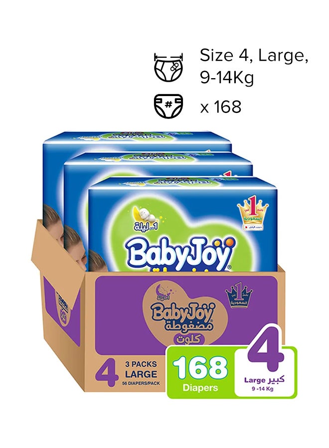 Culotte, Size 4 Large, 9 to 14 kg, Mega Box, 168 Diapers