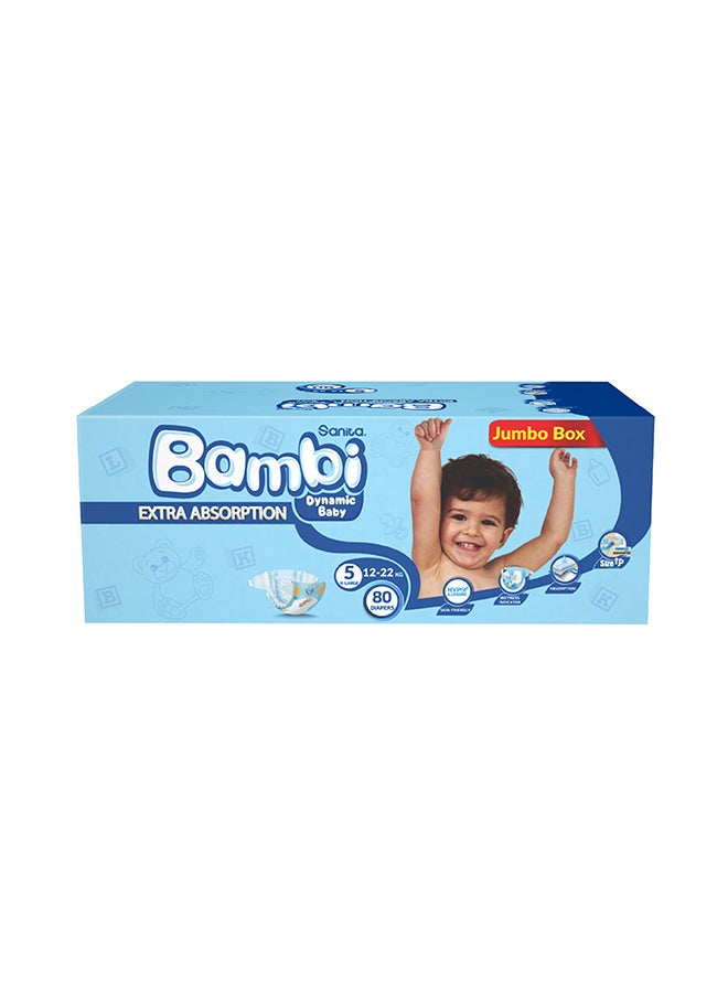 Size 5, Xl, 12-22 Kg, Jumbo Box, 80 Diapers