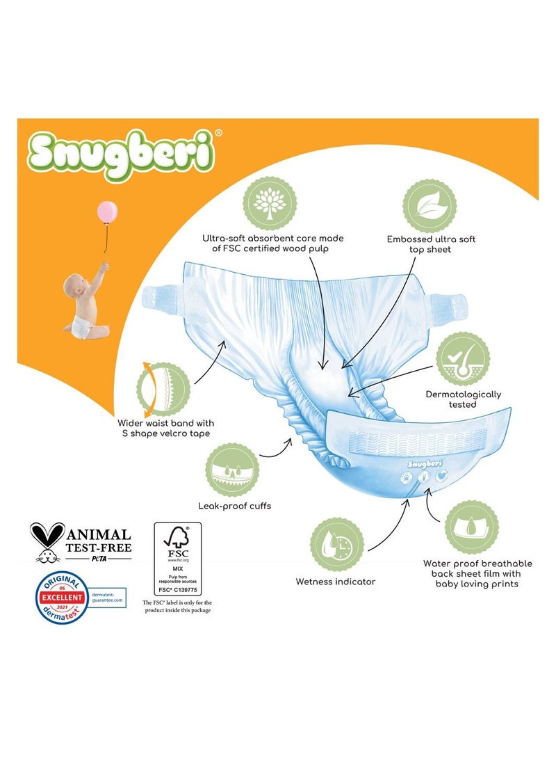 Premium Eco-Friendly Chlorine Free Feather Soft Printed Diapers Made Of Natural Wood Pulp With Wetness Indicator Size 2 Small 4-7Kg - Mega Pack 74'S