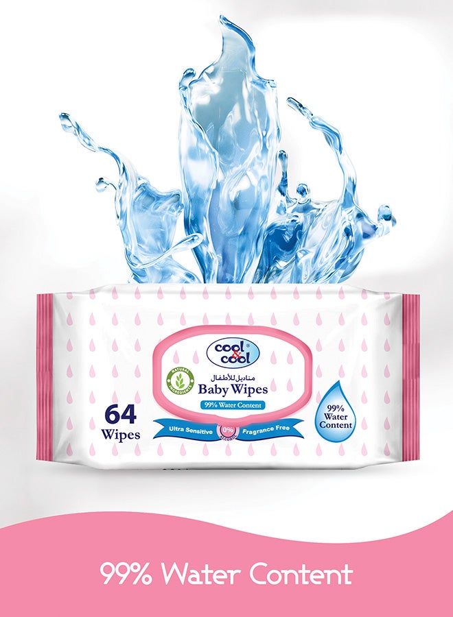 Pack of 10 99% Water Content Wipes 64's