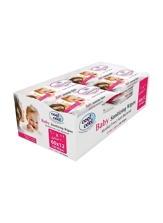 Pack of 12 Baby Sanitizing Wipes 60's