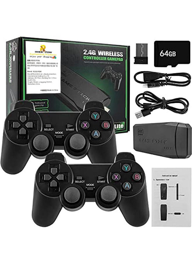 Wireless Retro Game Console, Plug and Play Video Game Stick Built in 10000+ Games,9 Classic Emulators, 4K High Definition HDMI Output for TV with Dual 2.4G Wireless Controllers 64G