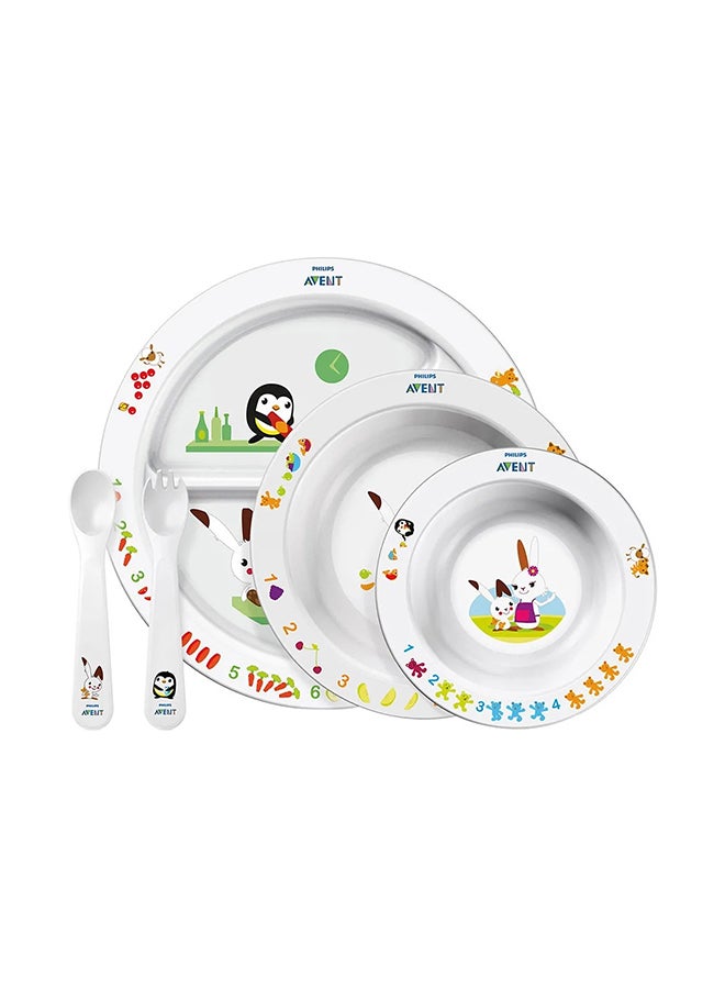 5 - Pieces Toddler Mealtime Set For Suitable From 6 Months , White - Scf716 - 00