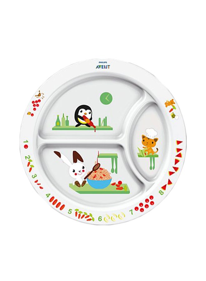 Toddler Divider Printed Pattern Plate for Newborn, White/Green/Black - 2012835