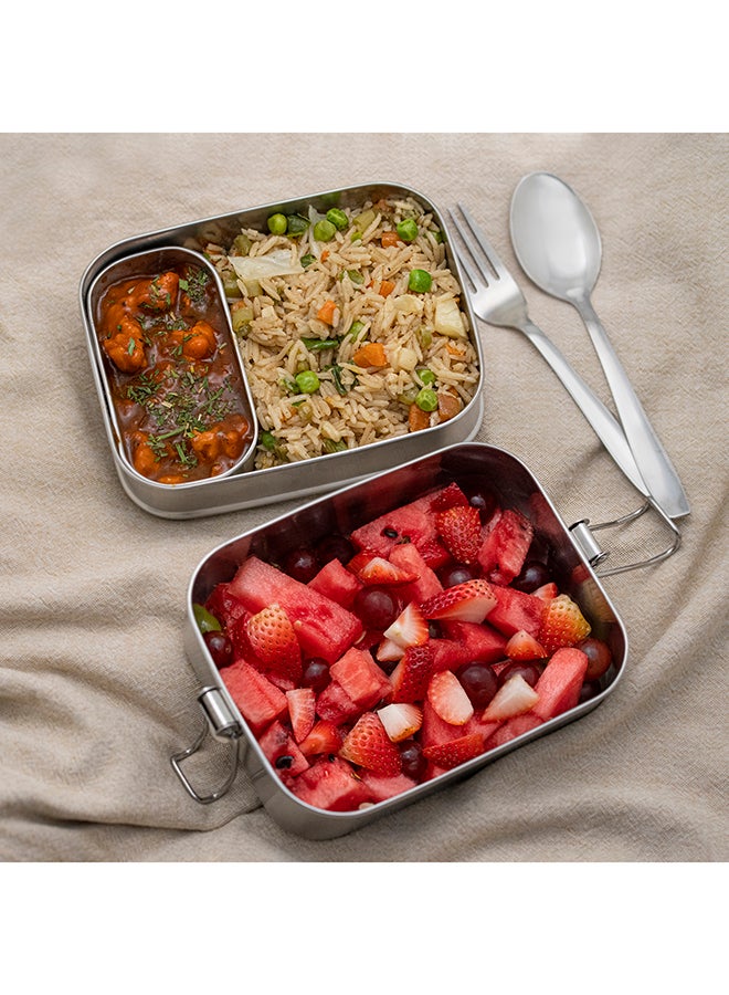 Stainless Steel 2-Layer Lunchbox with Mini Steel Container