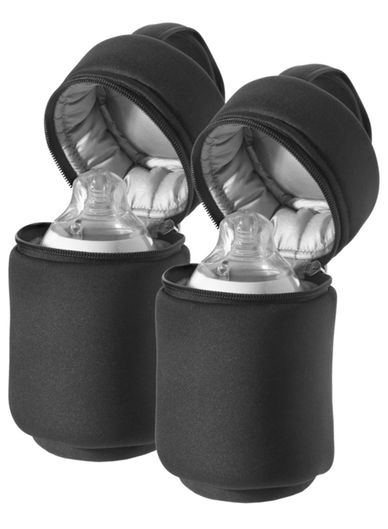 Insulated Bottle Carriers 2-Pack | Portable Thermal Holders for On-the-Go Feeding | Fits Diaper Bag or Stroller