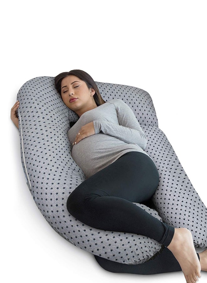 U Shape Pregnancy Poly Pillow Stars - Grey