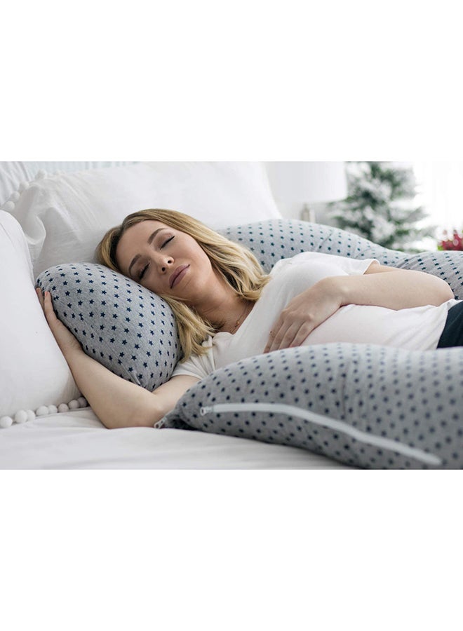 U Shape Pregnancy Poly Pillow Stars - Grey