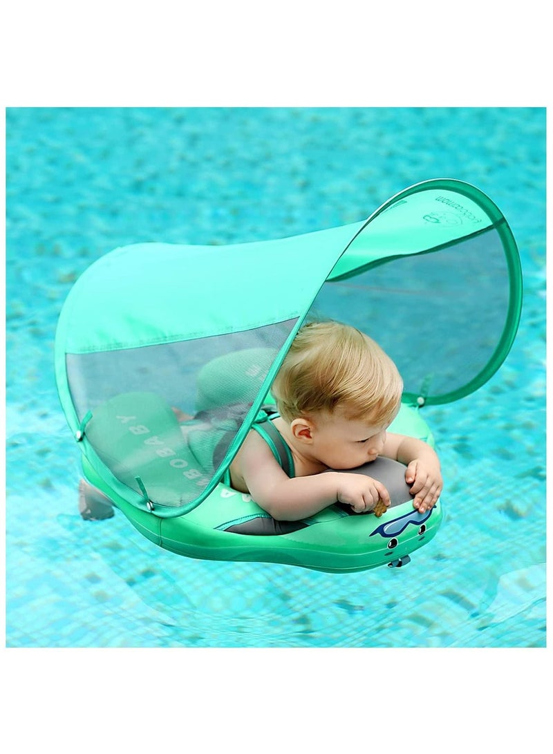 Baby Floater Swim Trainer Solid Infant Pool Float with Canopy Swim Ring, Non-Inflatable