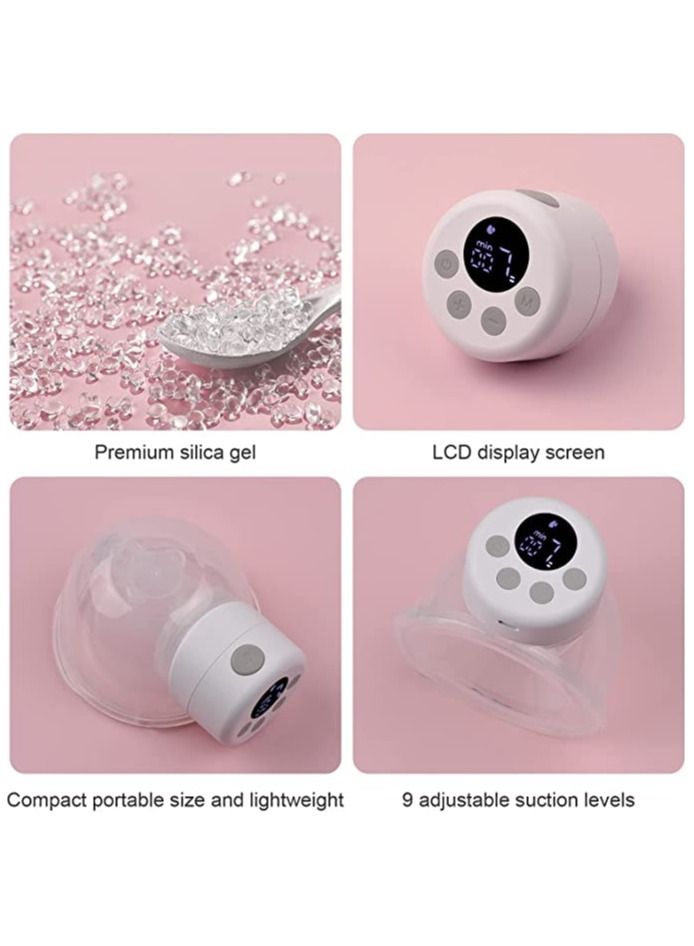 Wearable Electric Breast Pump Silent Invisible Hands Free Breast Pump 2 Modes 9 Levels Adjustable with LCD Display Screen Intelligent Timing for Home Travel