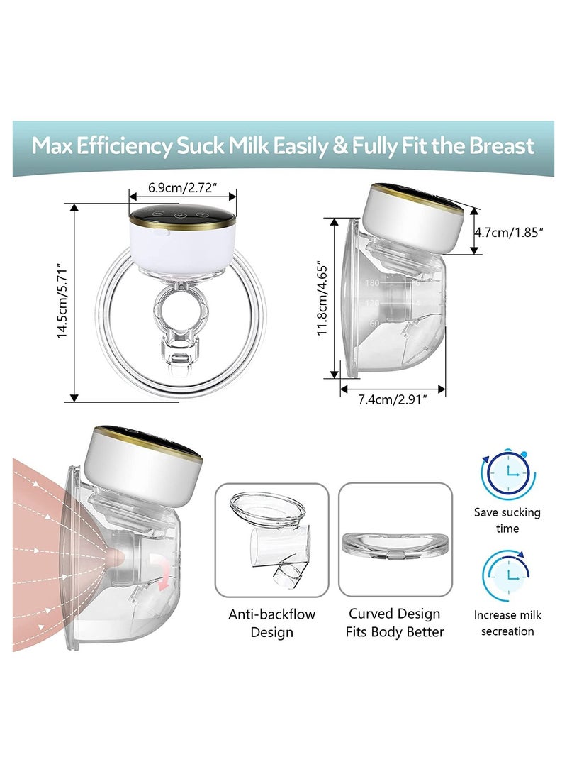 Wearable Electric Wireless Hands-Free Breast Pump With 3 Modes And  9 Levels Suction, Smart LCD Display, Massage And Pumping