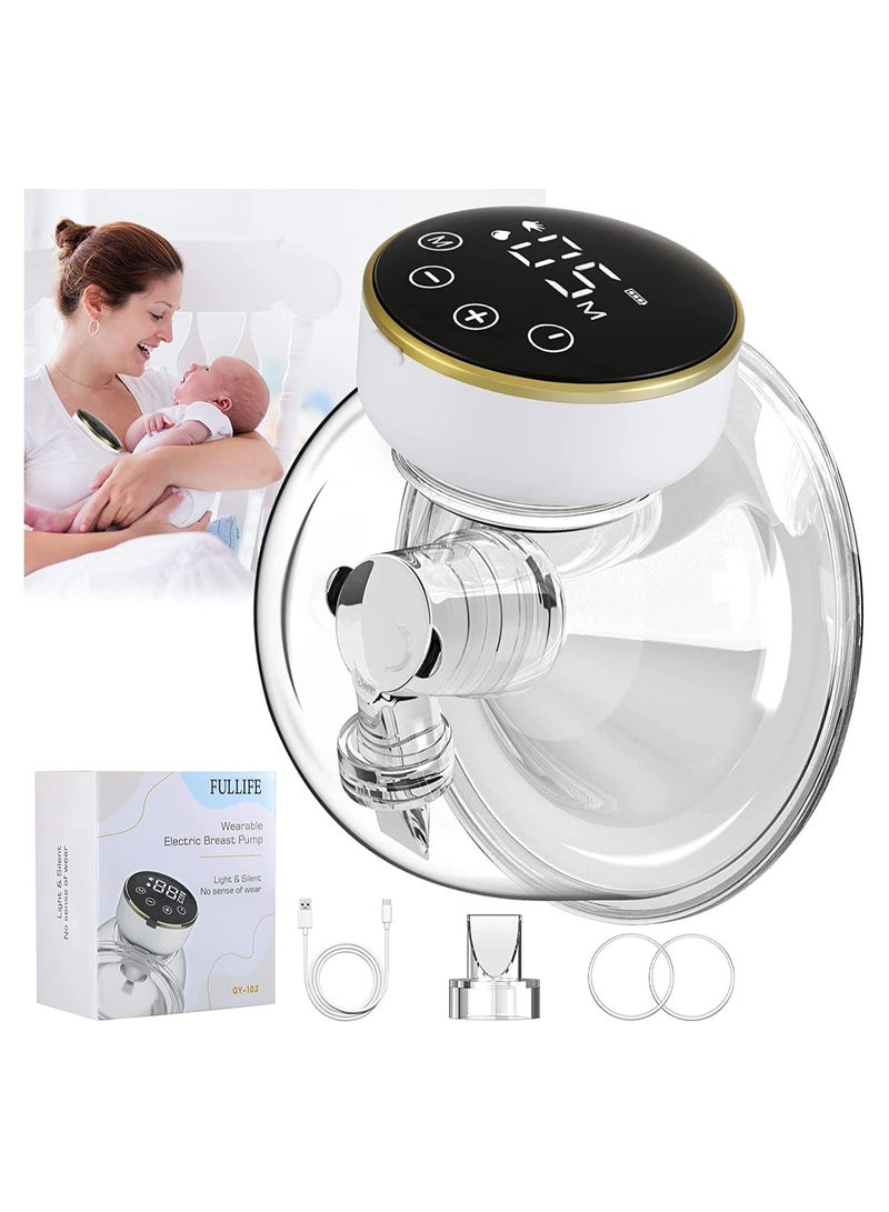Wearable Electric Breast Pump, Wireless Hands-Free Breast Pump with 3 Modes 9 Levels Suction & Smart LCD Display, Anti-Overflow & Low Noise Breast Milkpump with Massage & Pumping