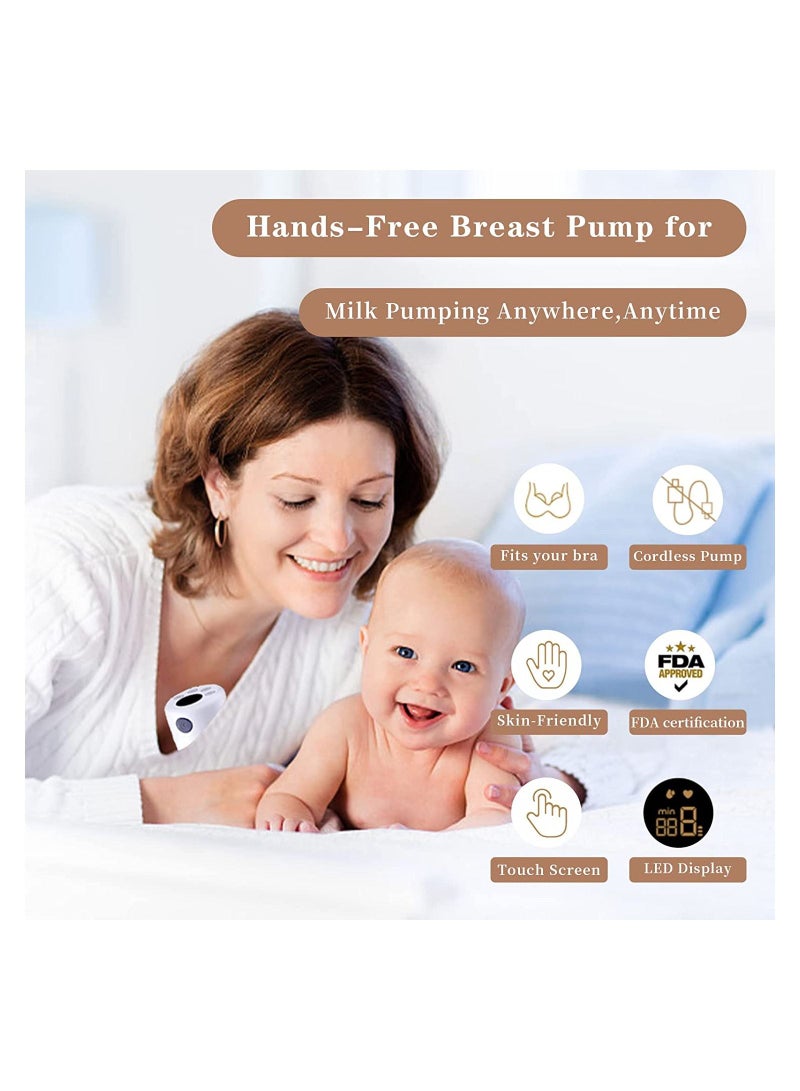 Electric Wearable Breast Pump, Portable Wireless Breastfeeding Pump Hand Free Breastpump, 2 Modes, 9 Adjustable Suction Level