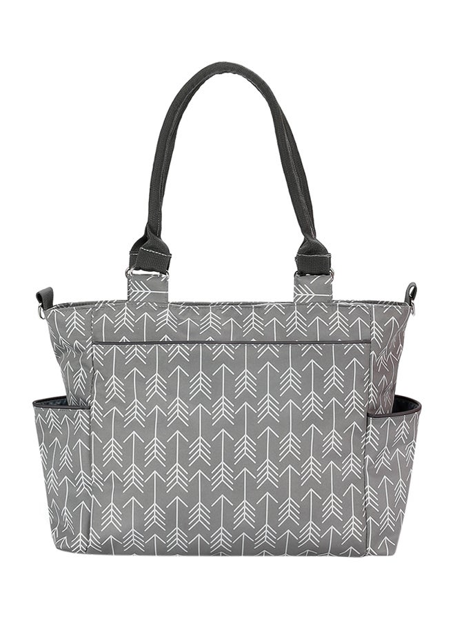 Diaper Bag Set Of 6 With Stroller Hooks And Nappy Changing Mat, Nappy Baby Bag, Travel Beach Shopping Baby Bag,  Multifunctional Mummy Bag, Cosmetic, Wet Dry Pouch, Melange Grey