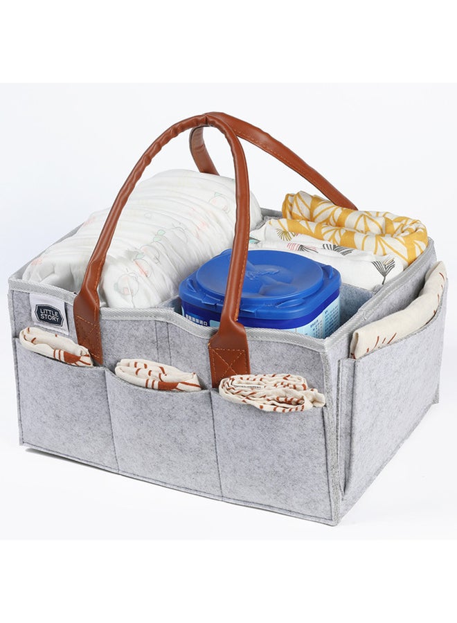 Foldable And Portable Diaper Caddy Organizer Caddy With Travel Pouch - Medium - Grey