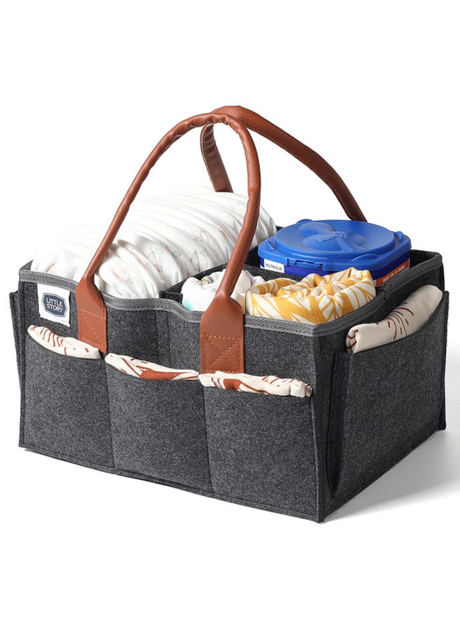 Foldable And Portable Diaper Caddy Organizer Caddy With Travel Pouch - Medium - Dark Grey