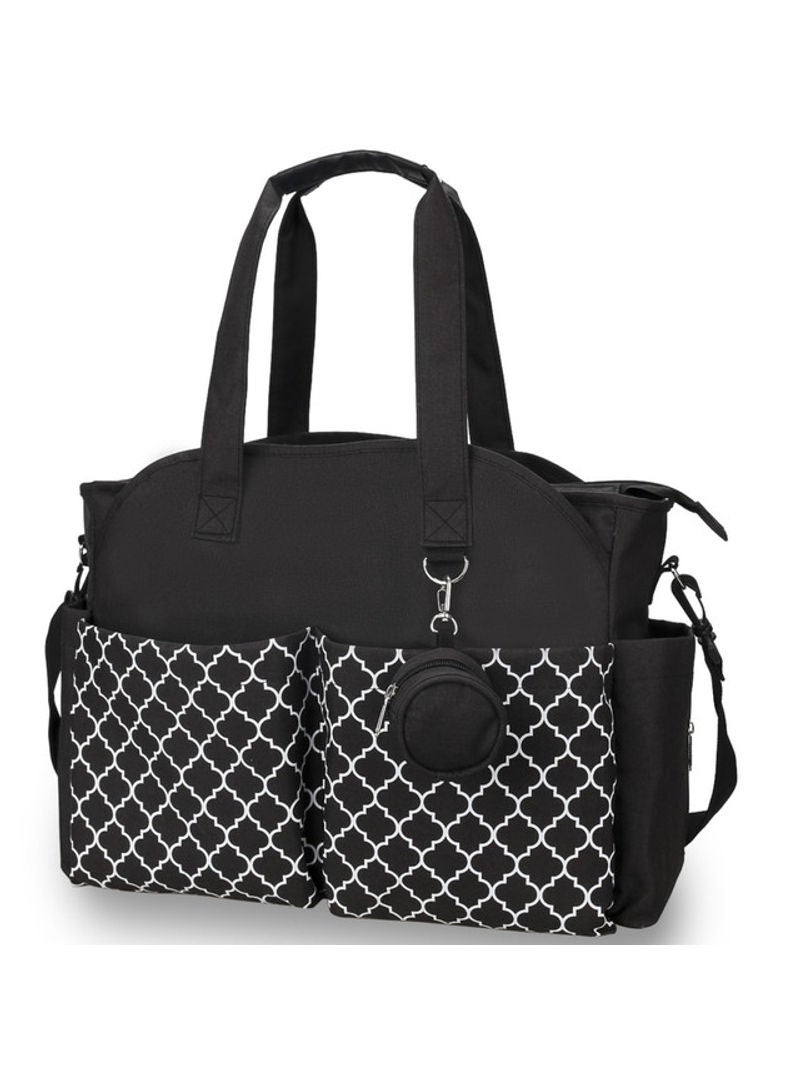 Multifunctional Signature Diaper Bag With Changing Mat - Black Black