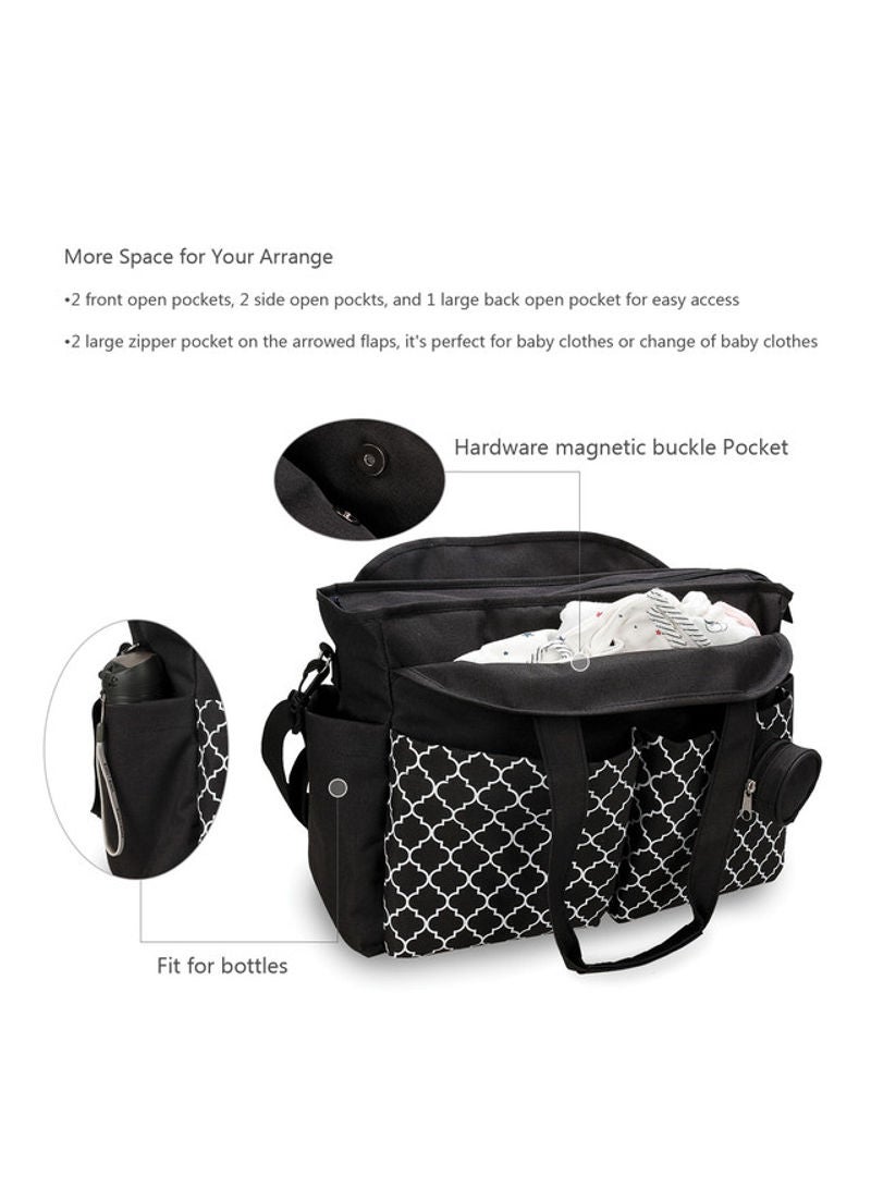 Multifunctional Signature Diaper Bag With Changing Mat - Black Black