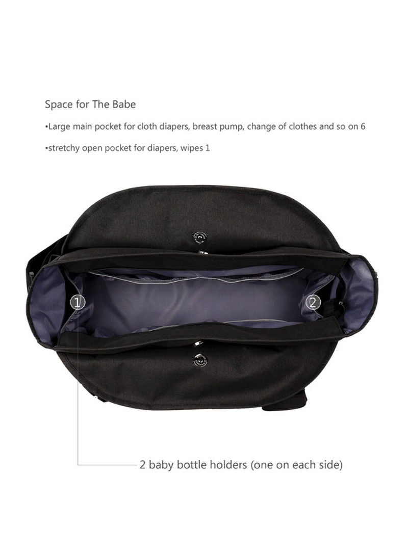 Multifunctional Signature Diaper Bag With Changing Mat - Black Black