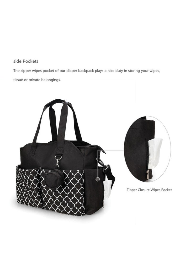 Multifunctional Signature Diaper Bag With Changing Mat - Black Black