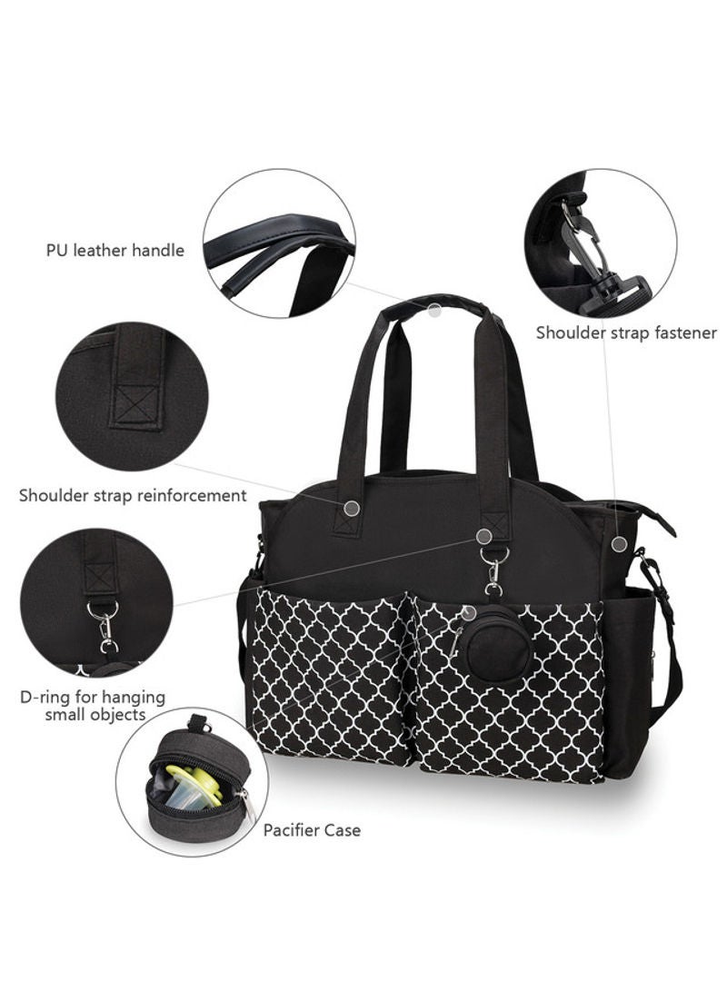 Multifunctional Signature Diaper Bag With Changing Mat - Black Black