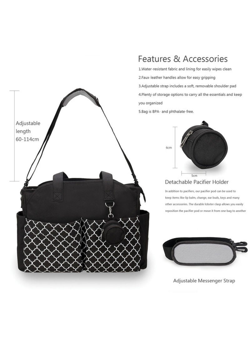 Multifunctional Signature Diaper Bag With Changing Mat - Black Black