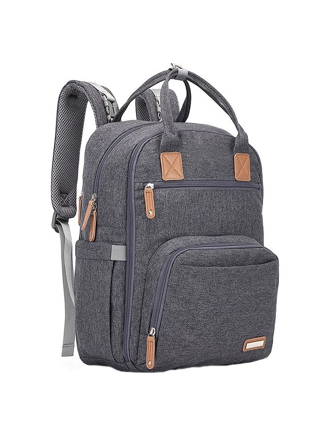 Diaper Bag Large Unisex Multifunctional Backpack with Changing Pad and Stroller Straps, Dark Gray - Versatile and Stylish