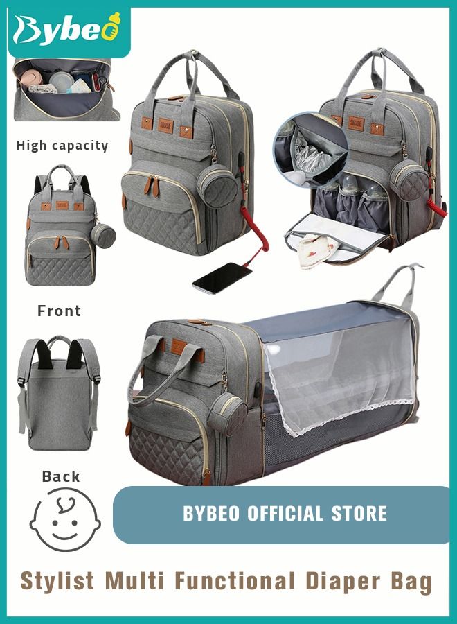 Baby Diaper Bag Backpack, Multifunction Diapers Changing Station for Boys Girls Outdoor and Travel, Infant Shower Gifts, Large Capacity, 900d Oxford, USB Port