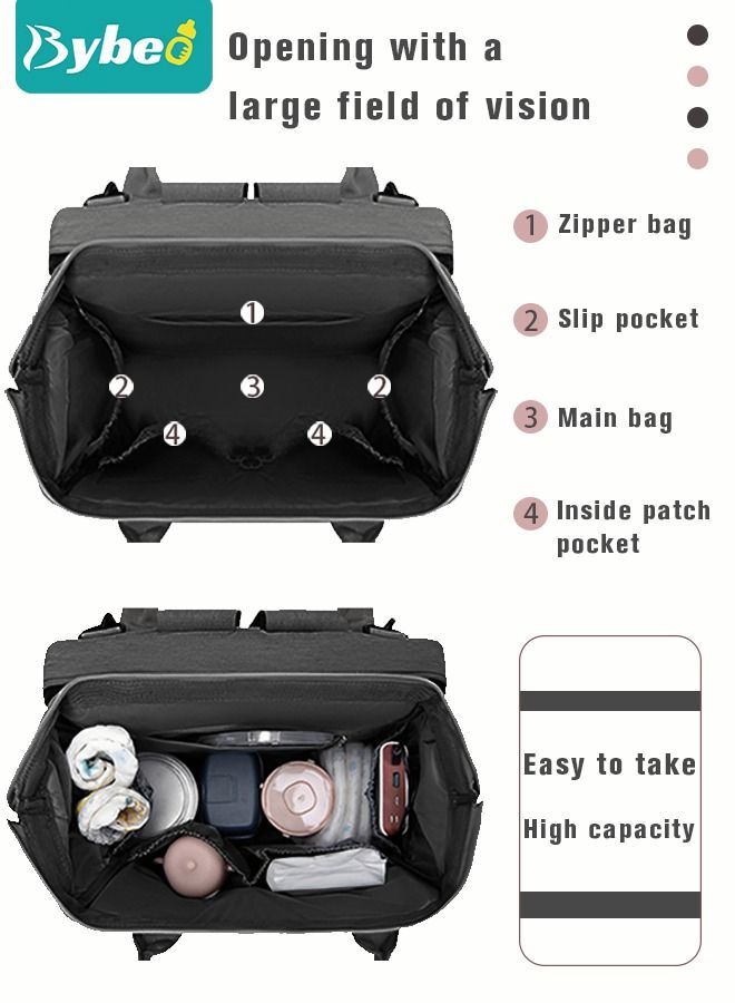 Baby Diaper Bag Backpack, Multifunction Diapers Changing Station & Toy Bar for Outdoor and Travel, Infant Shower Gifts, Large Capacity, USB Port, 3 Toys