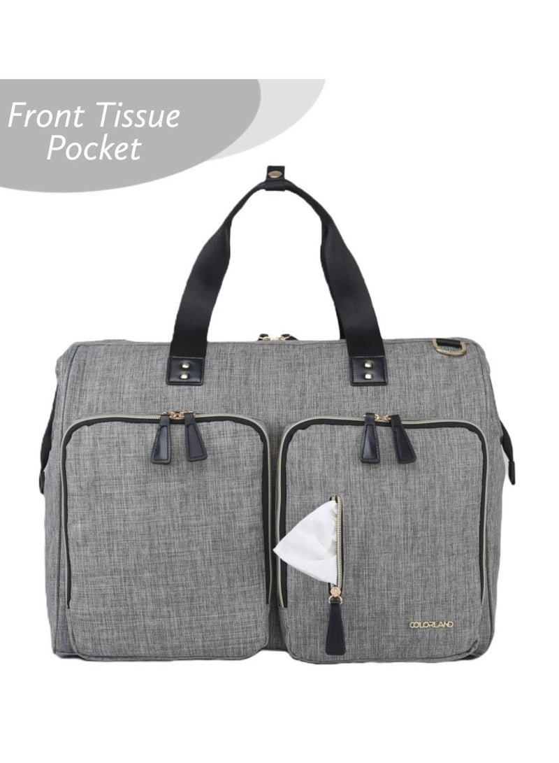 Gabrielle Mom Dad Xl Travel Diaper Bag With Diaper Changing Mat - Grey