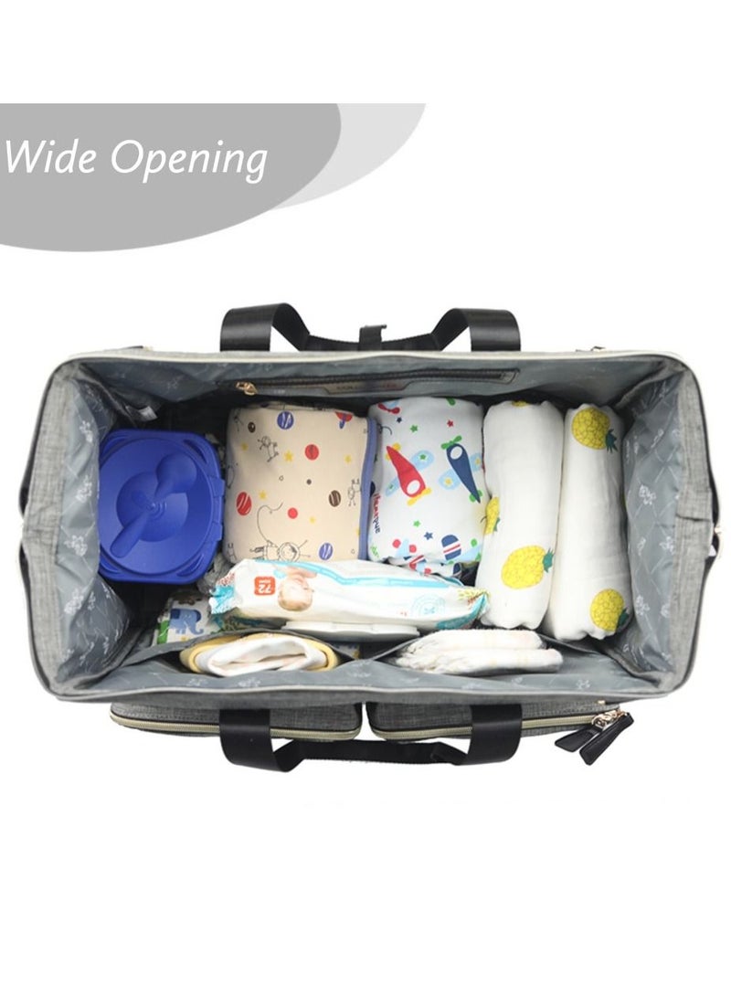 Gabrielle Mom Dad Xl Travel Diaper Bag With Diaper Changing Mat - Grey