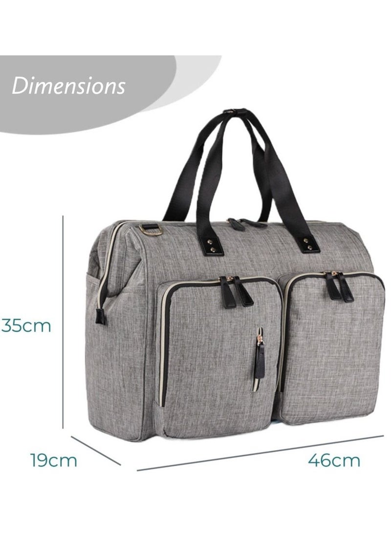 Gabrielle Mom Dad Xl Travel Diaper Bag With Diaper Changing Mat - Grey