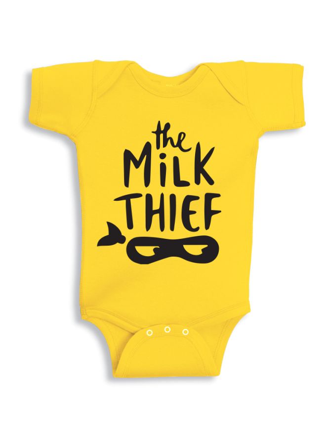 The Milk Thief Printed Onesies Yellow/Black