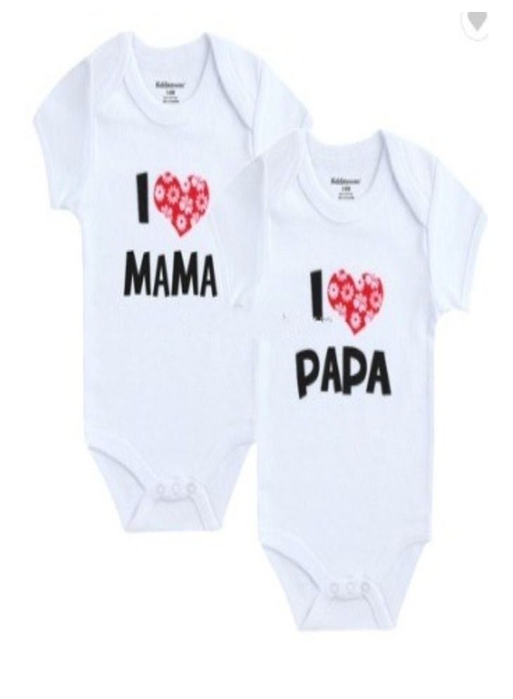 I Love Mama And I Love Papa Pack Of 2 Printed Rompers