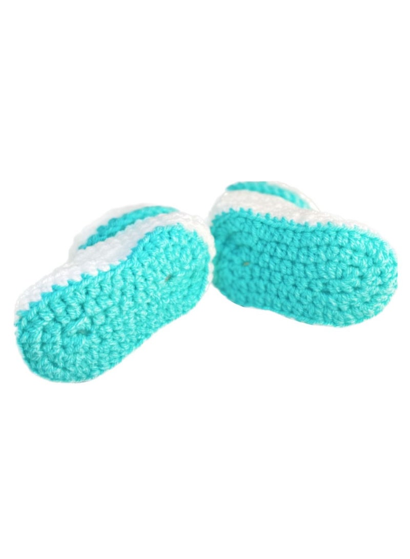 Pikkaboo Cuddles and Snuggles Crochet Baby Booties-White and Green
