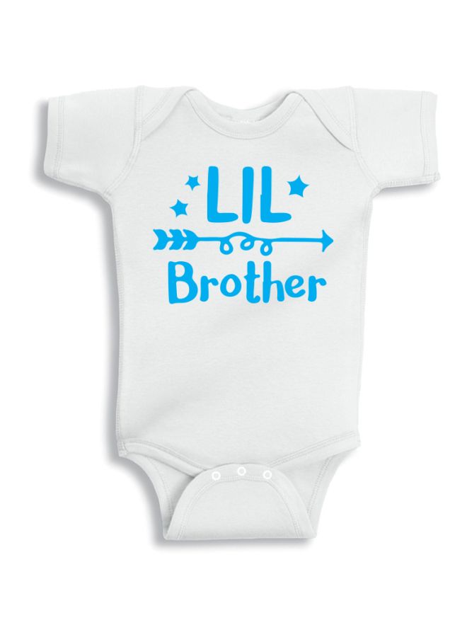 Lil Brother Printed Onesie White/Blue