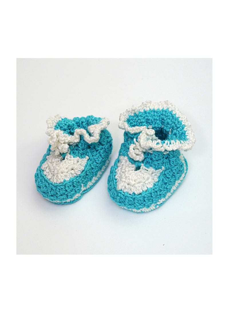 Pikkaboo-Handmade Crochet Booties-Blue