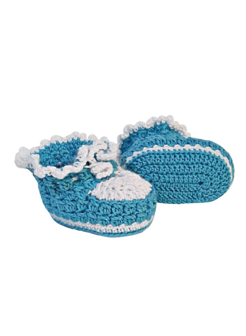 Pikkaboo-Handmade Crochet Booties-Blue
